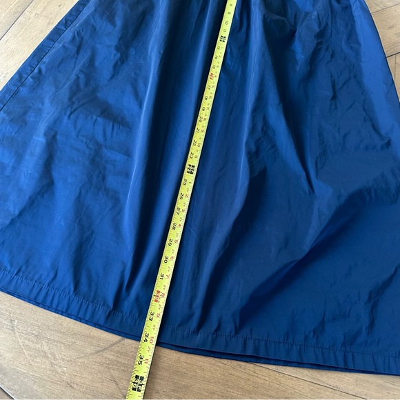 Katharina Hovman Taffeta Skirt Midi Marine Blue Elastic Waist Pocket Purist US12 - Picture 9 of 11